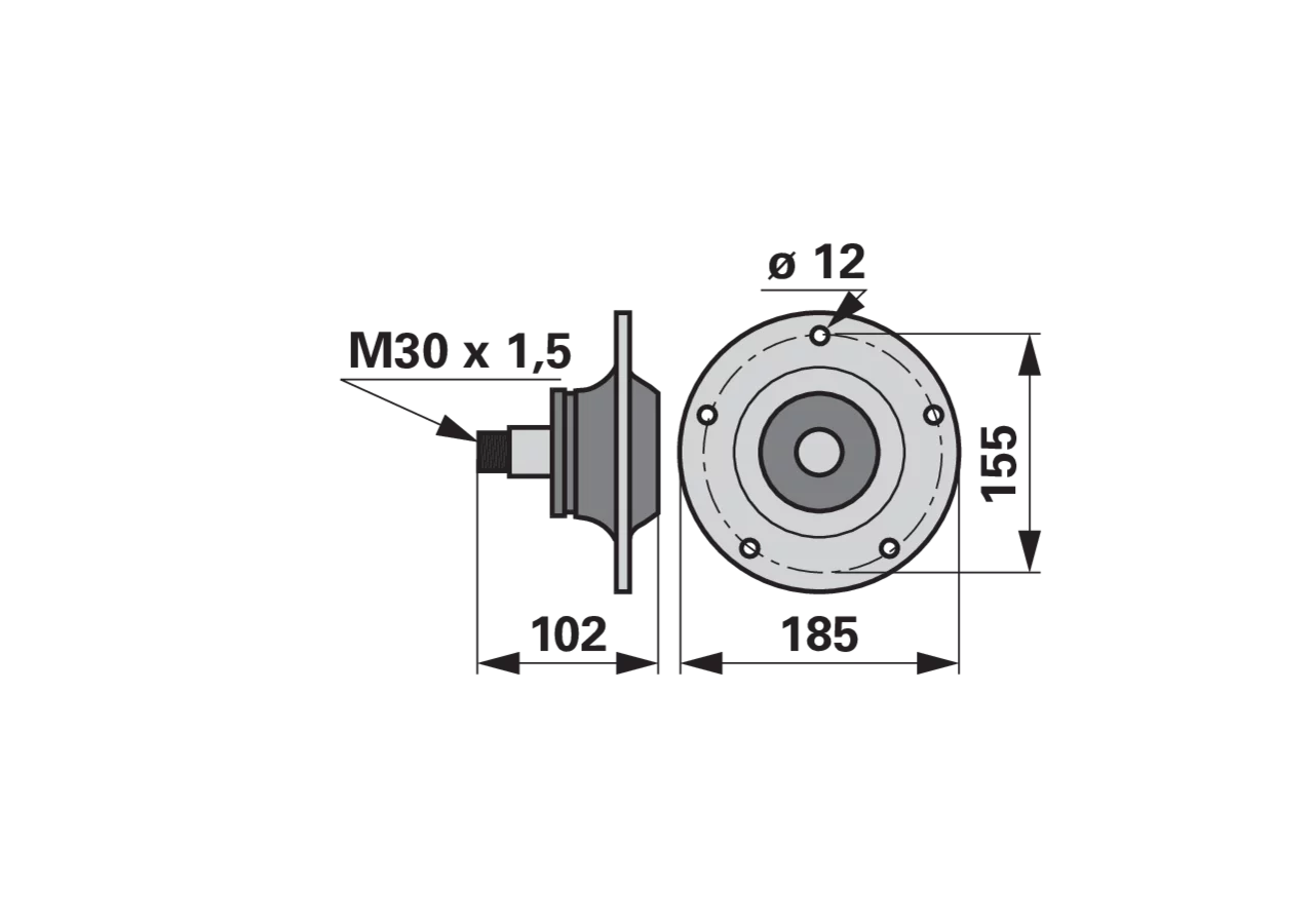 Lagereinheit links Gewinde M 30 x 1,5 – passend für Lemken 55510075 GartenShop24