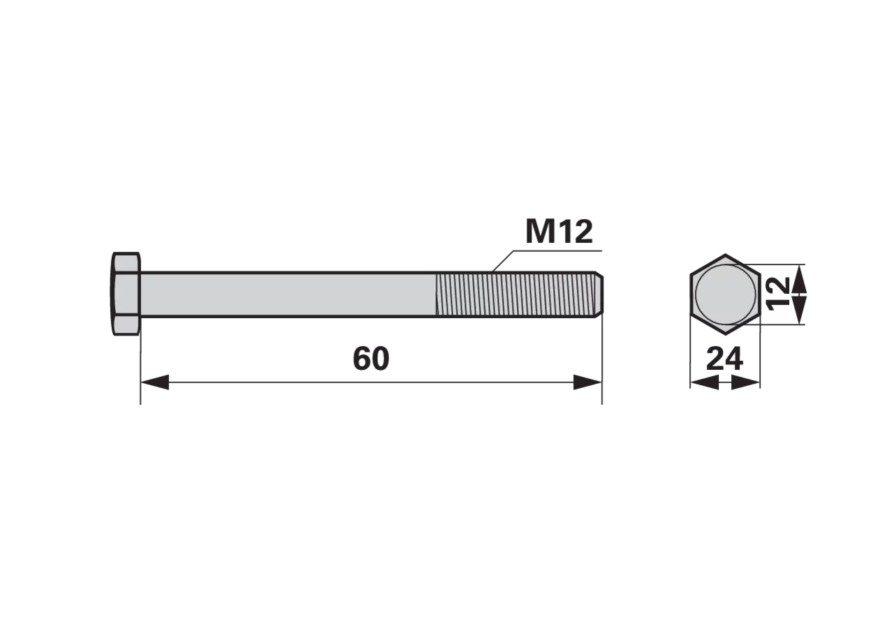 Sechskantschraube M12 x 60 mm – passend für Horsch 00360037 GartenShop24