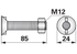 Pflugschraube 2 Nasen, M12 x 85 mm, Güte 12.9 – passend für Pöttinger 105924 GartenShop24