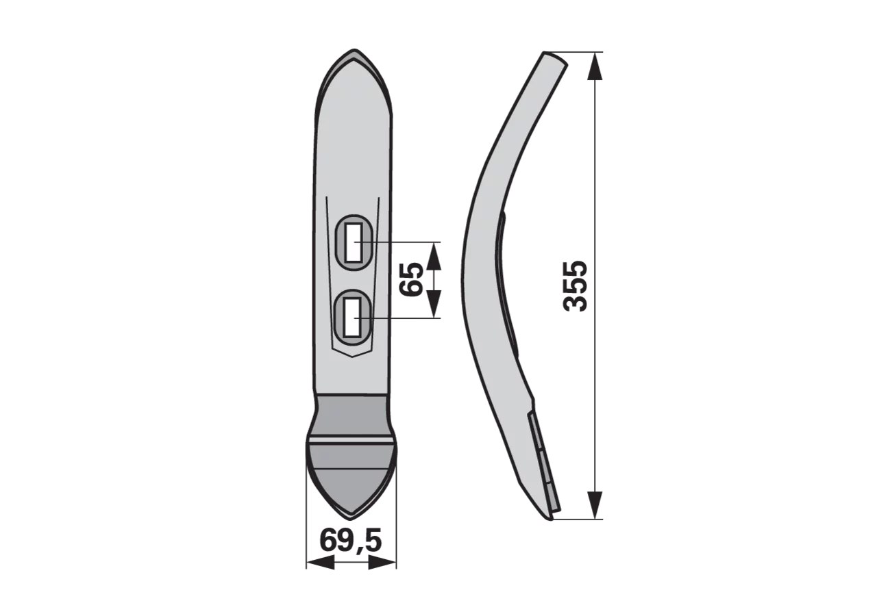 Scharspitze Hartmetall, 360 x 60 x 28 mm AgriCarb