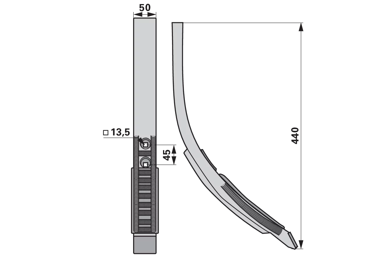 Scharspitze Hartmetall – passend für Pöttinger 9762.50.015.1 Breite 50 mm AgriCarb