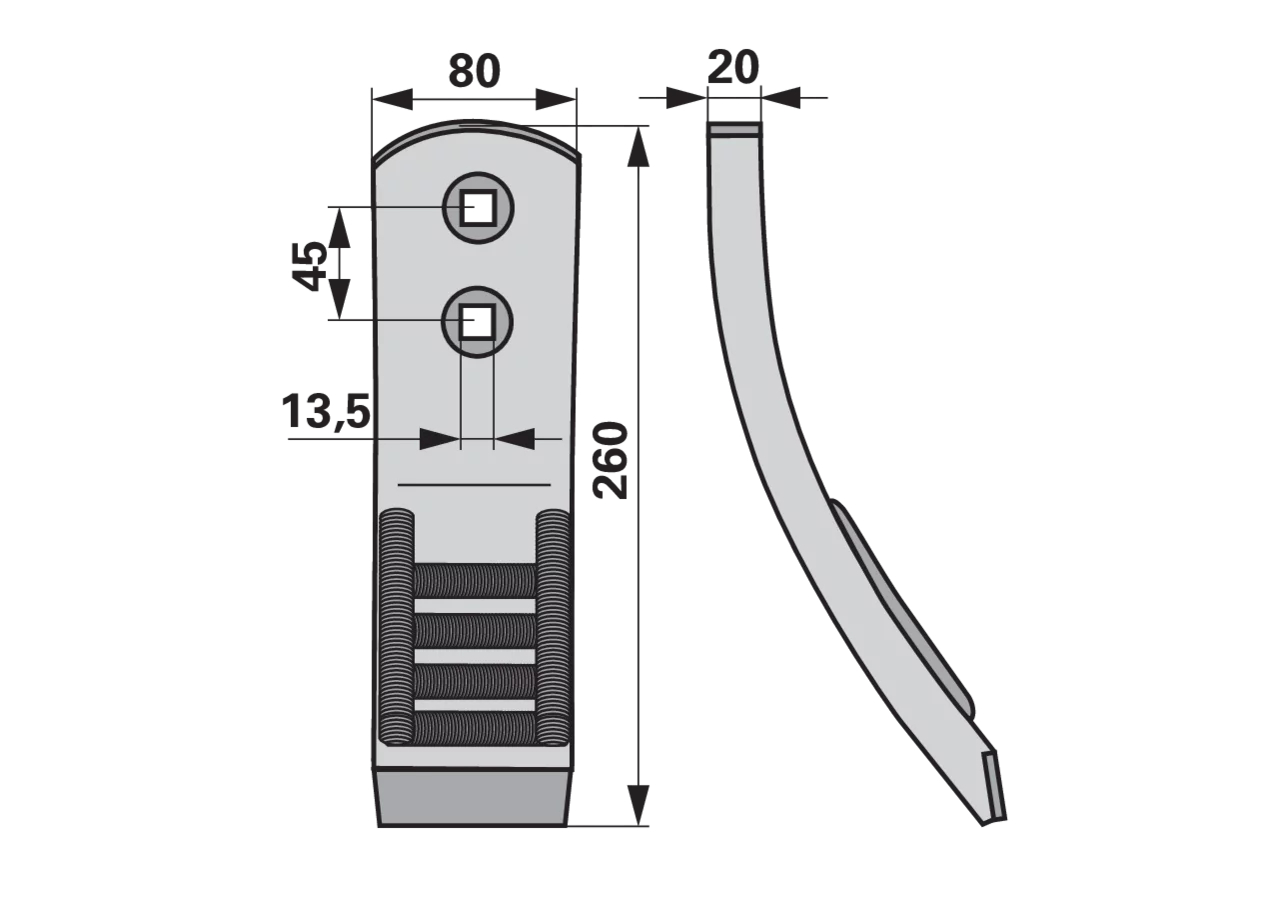 Scharspitze Hartmetall – passend für Pöttinger 9762.50.015.1 Länge 260 mm AgriCarb