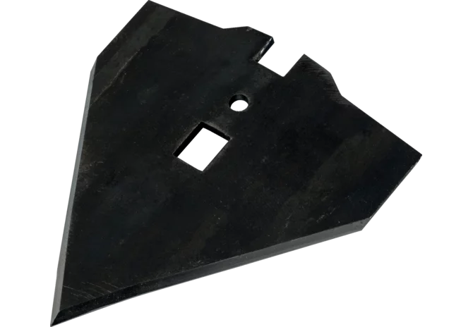Hackschar Schmotzer 361623 100 mm – Ansicht Arbeitsbreite und Stahlblatt