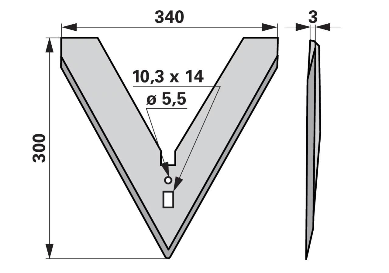 Hackschar Schmotzer 361720 340 mm – Ersatzausführung, Stärke 3 mm