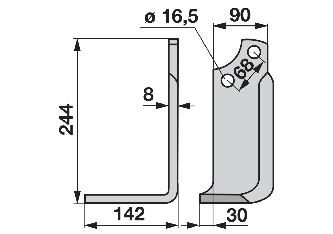 Winkelmesser links Breite 142 mm GartenShop24