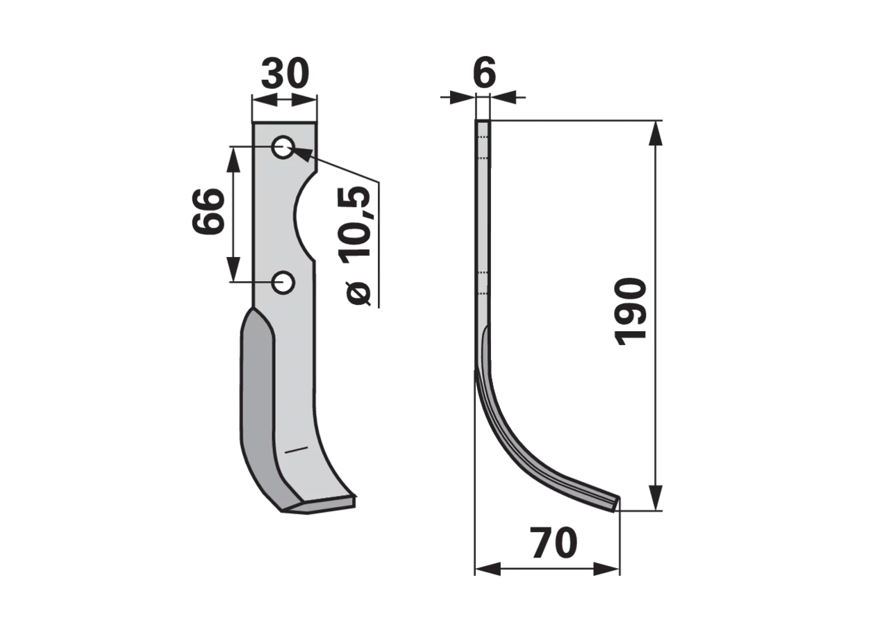 Bogenmesser links Lochabstand (LA) 66 mm GartenShop24