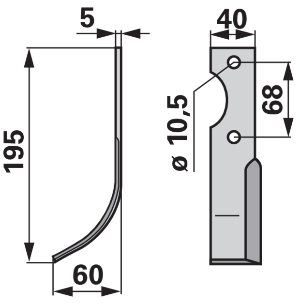 Bogenmesser links anstelle von Benassi RL319 GartenShop24 - Hochwertige Gartengeräte