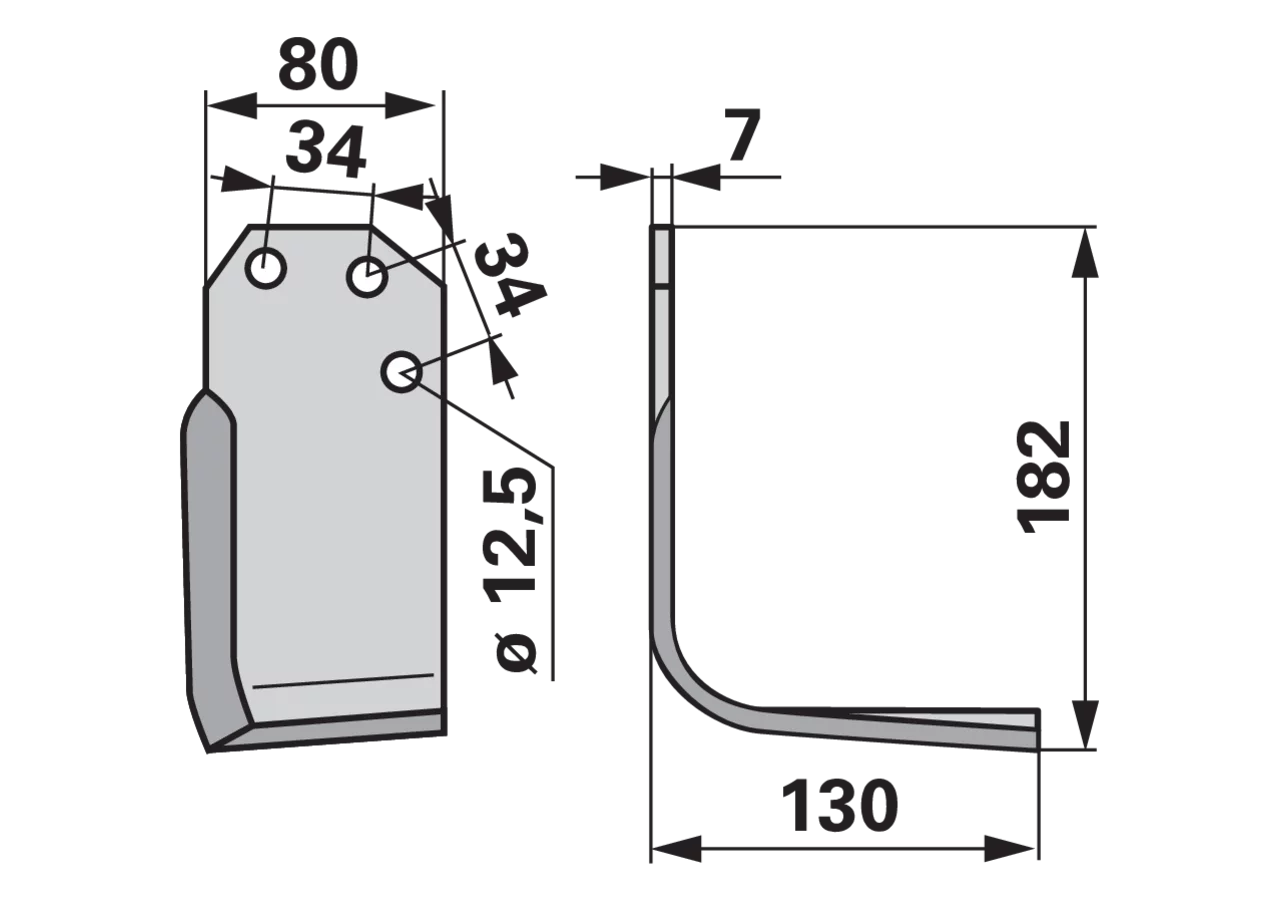 Winkelmesser rechts Carraro 98714 – Ersatzausführung für Bodenfräsen, 182 mm Höhe