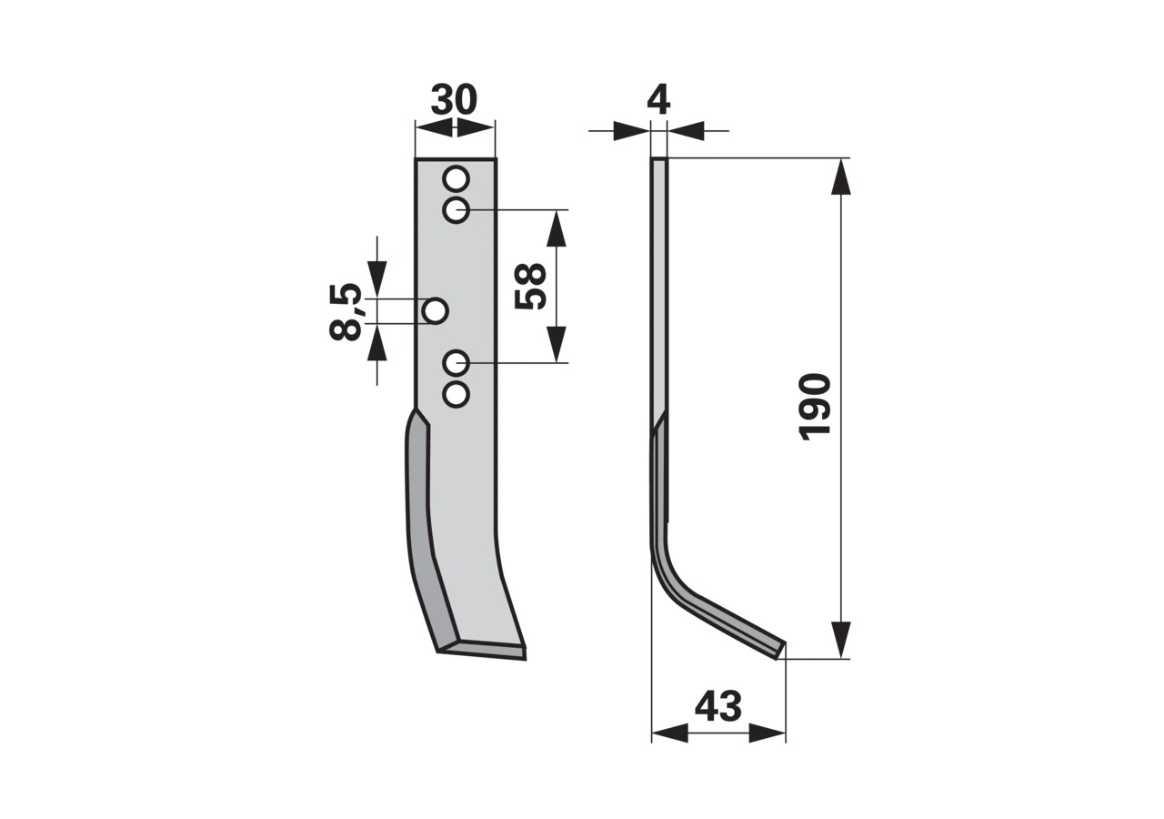 Bogenmesser links Breite 43 mm GartenShop24