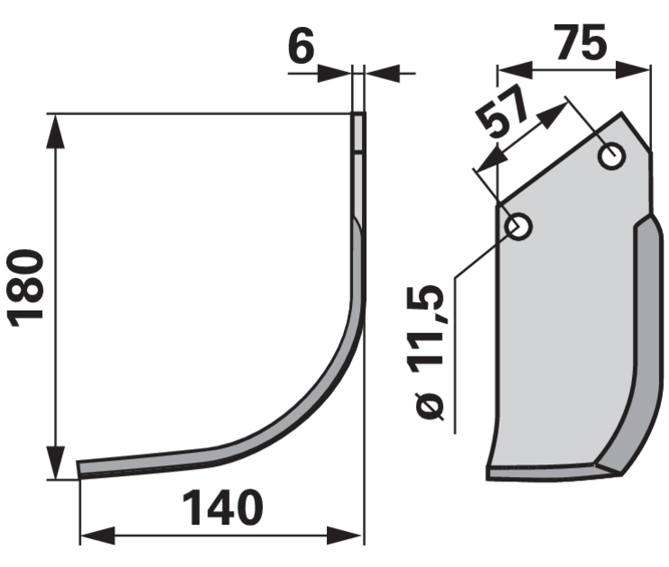 Bogenmesser links anstelle von Howard 9953 GartenShop24 - Hochwertige Gartengeräte