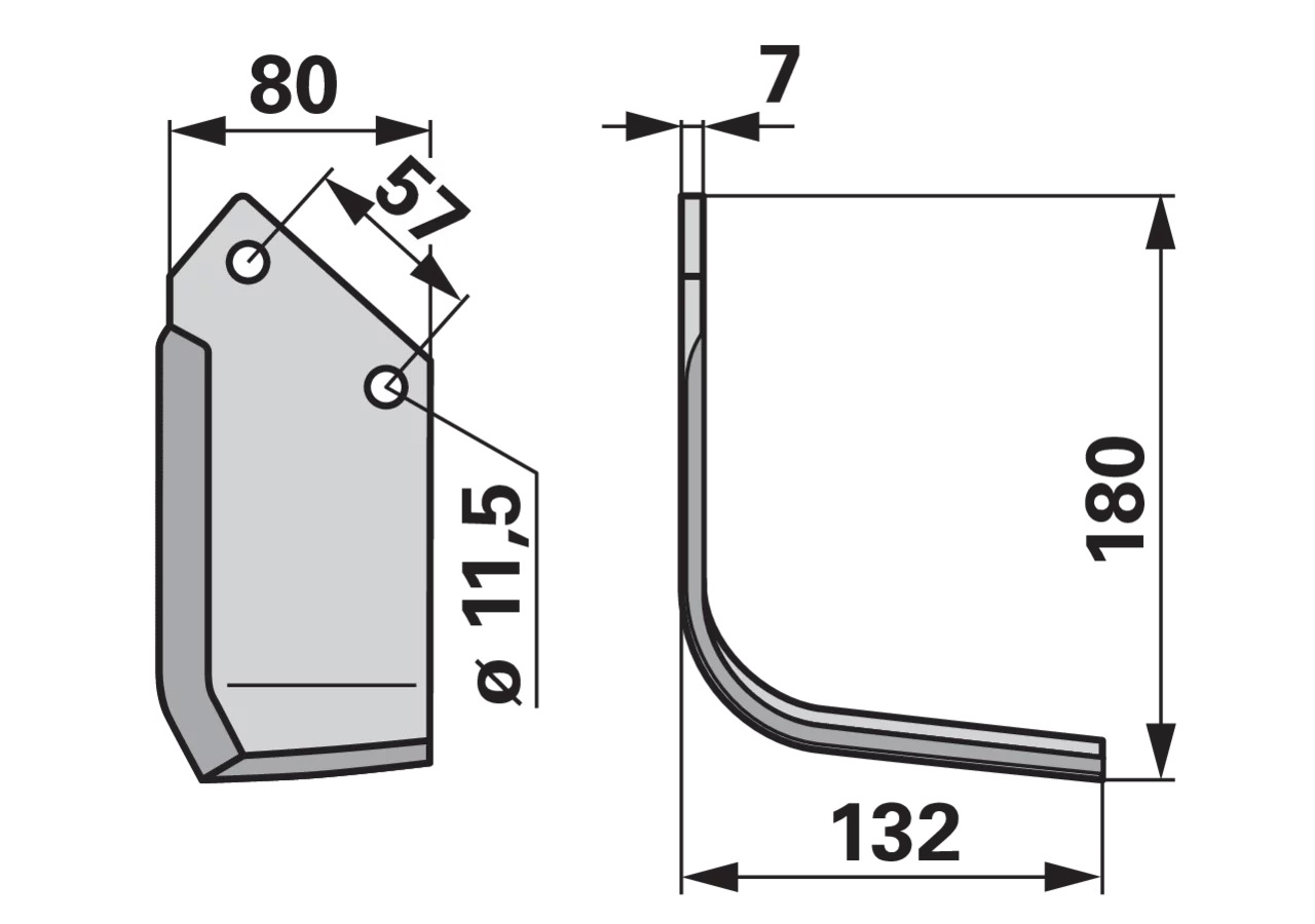 Winkelmesser rechts Howard 624400 – Fräsmesser für Bodenfräsen, Höhe 180 mm