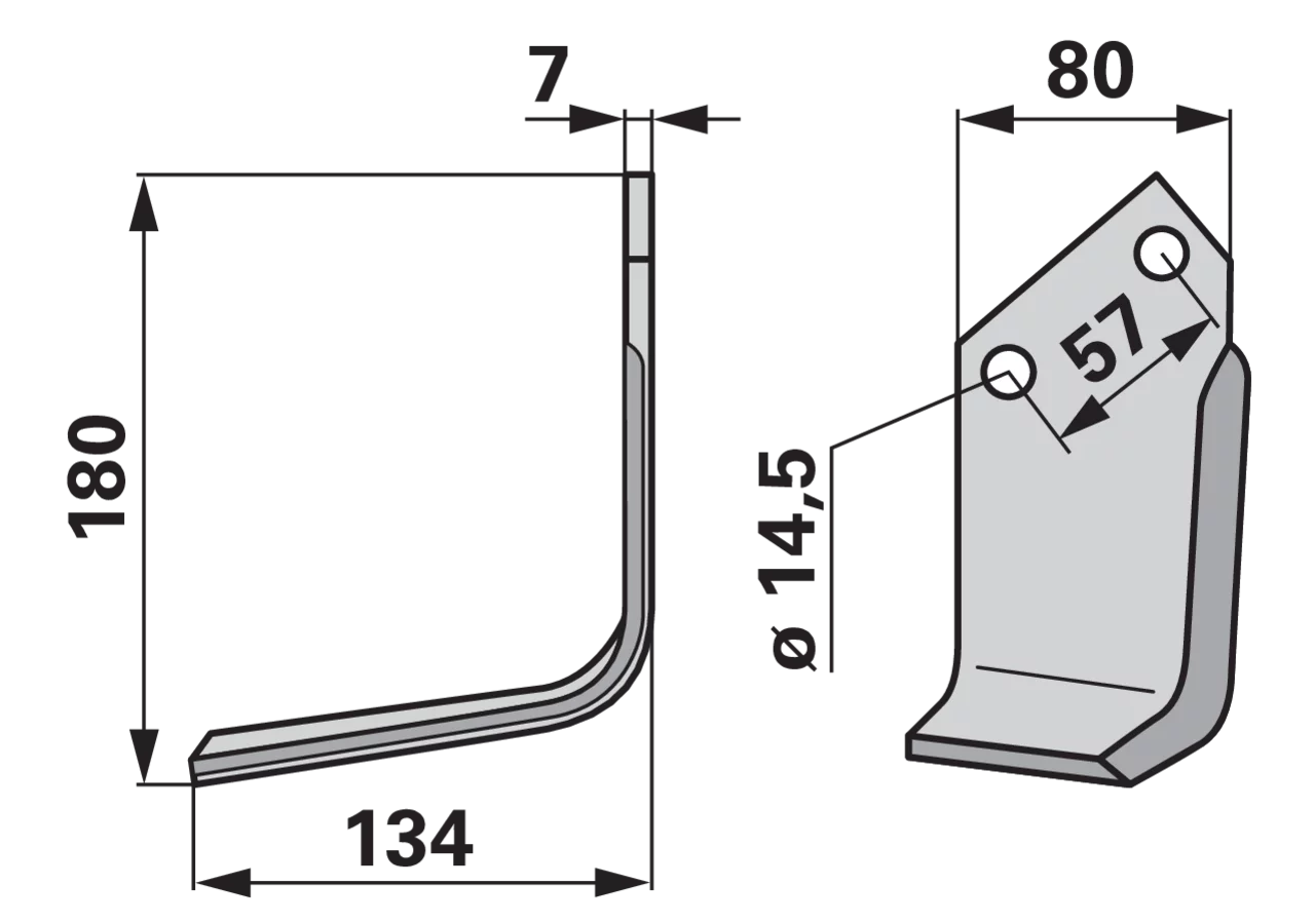 Winkelmesser links Celli 422513 134 mm – Ersatzmesser für Bodenfräsen, Höhe 180 mm