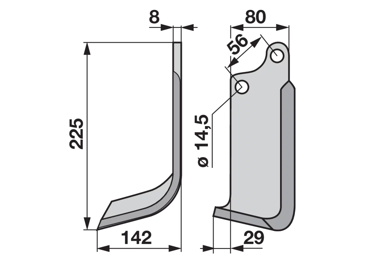 Bogenmesser links Lochabstand (LA) 56 mm GartenShop24