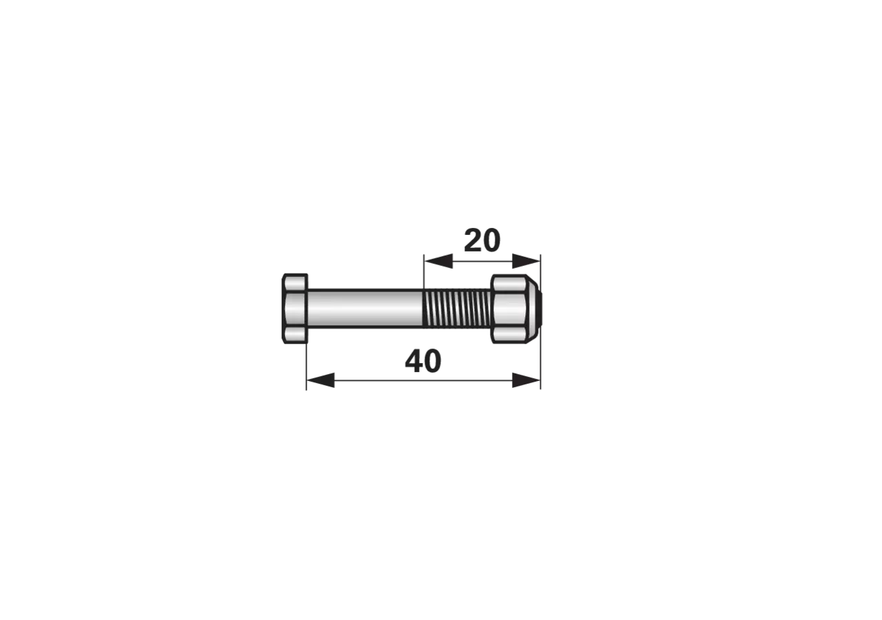 Frässchrauben M16 x 1,5 x 40 mm, Güte 12.9, mit Sicherungsmutter GartenShop24