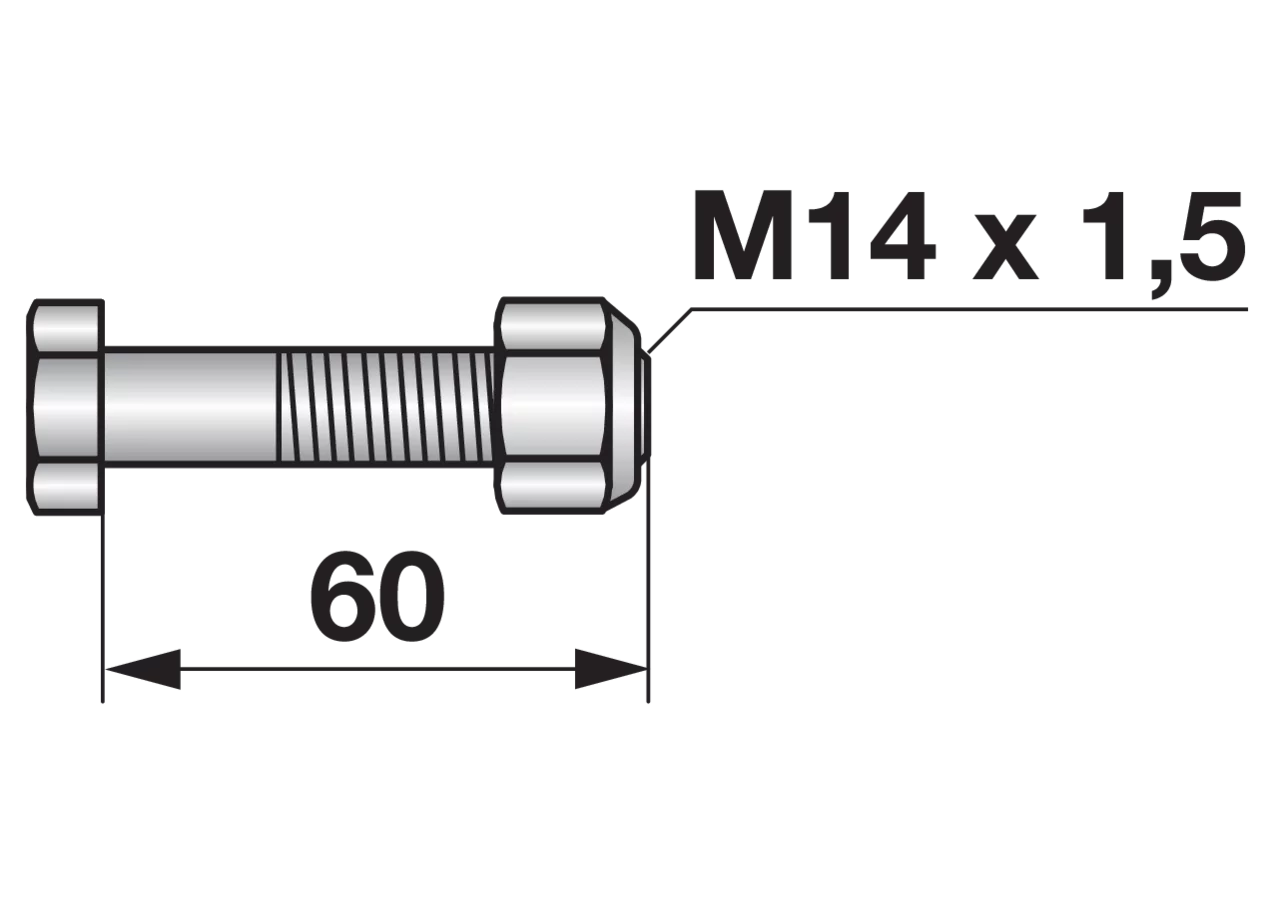 Frässchrauben M14x1,5x60 Güte 12.9 mit SI-Mutter 1 Stück GartenShop24