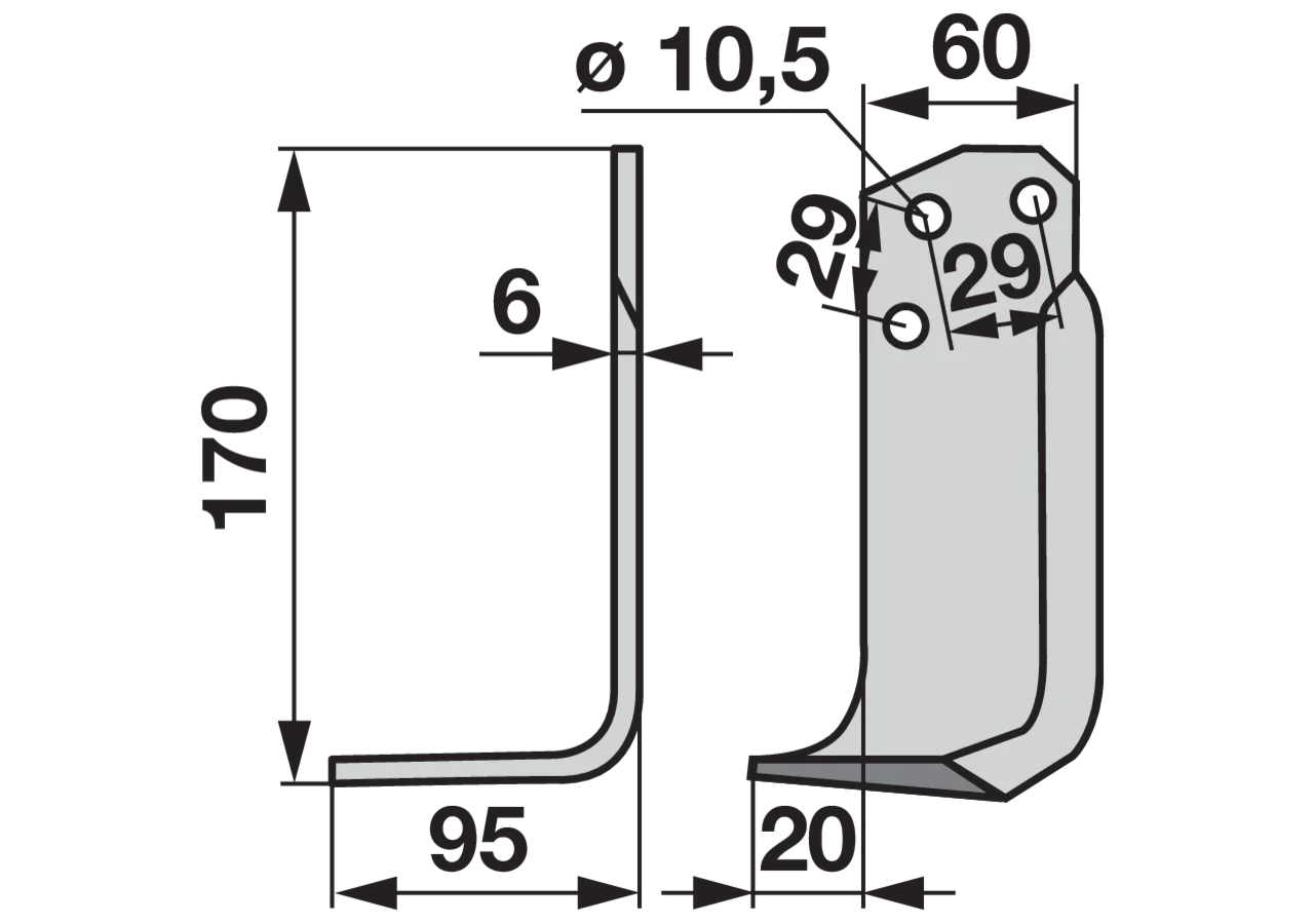 Winkelmesser links Breite 95 mm GartenShop24