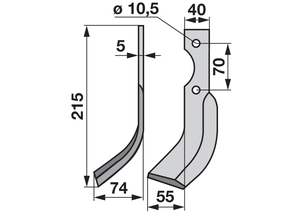 Bogenmesser links Breite 74 mm GartenShop24