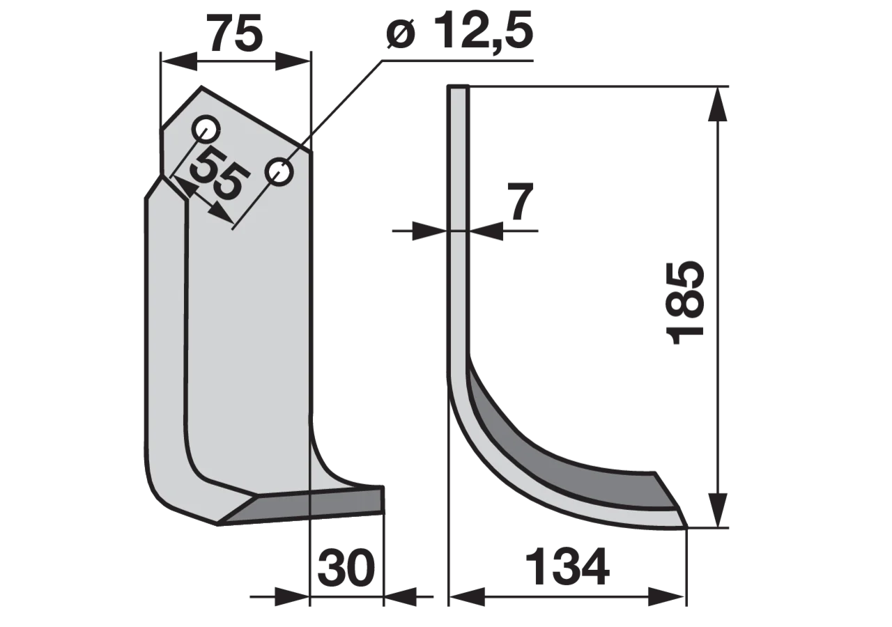 Bogenmesser rechts Breite 134 mm GartenShop24
