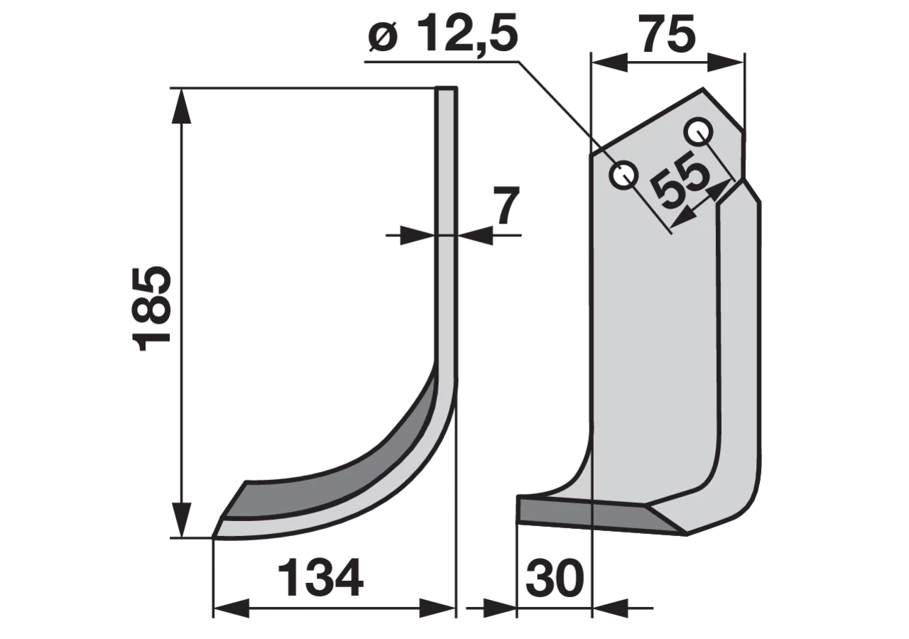 Bogenmesser links Breite 134 mm GartenShop24