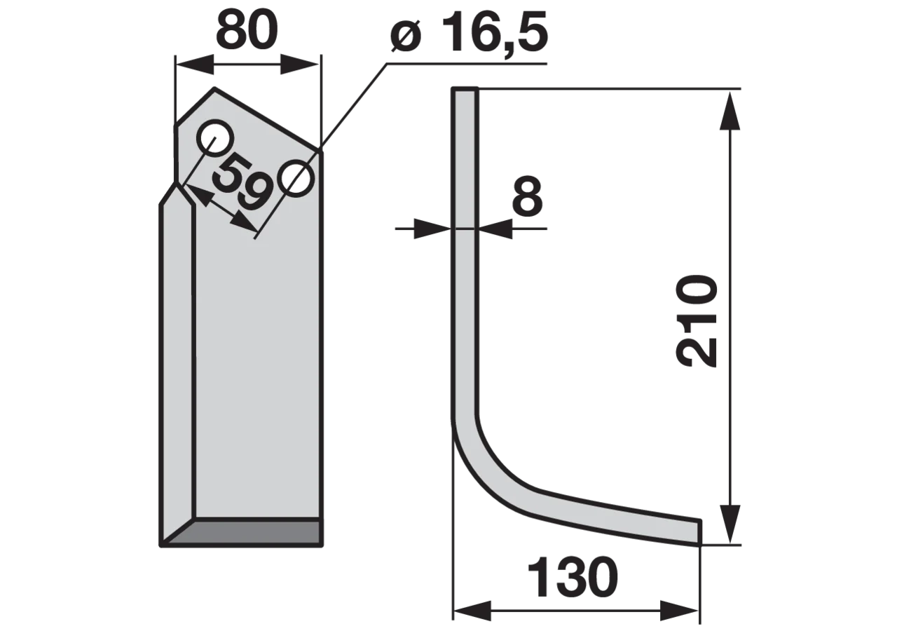 Bogenmesser rechts Höhe 220 mm GartenShop24