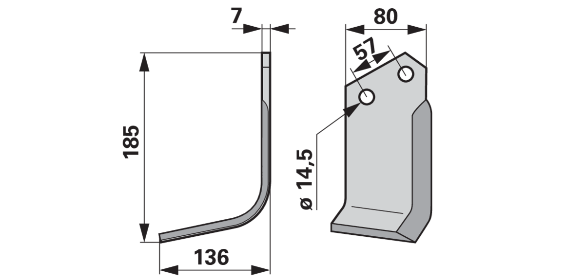 Winkelmesser links Muratori 1200128 – Detailansicht Lochabstand und Abmessungen