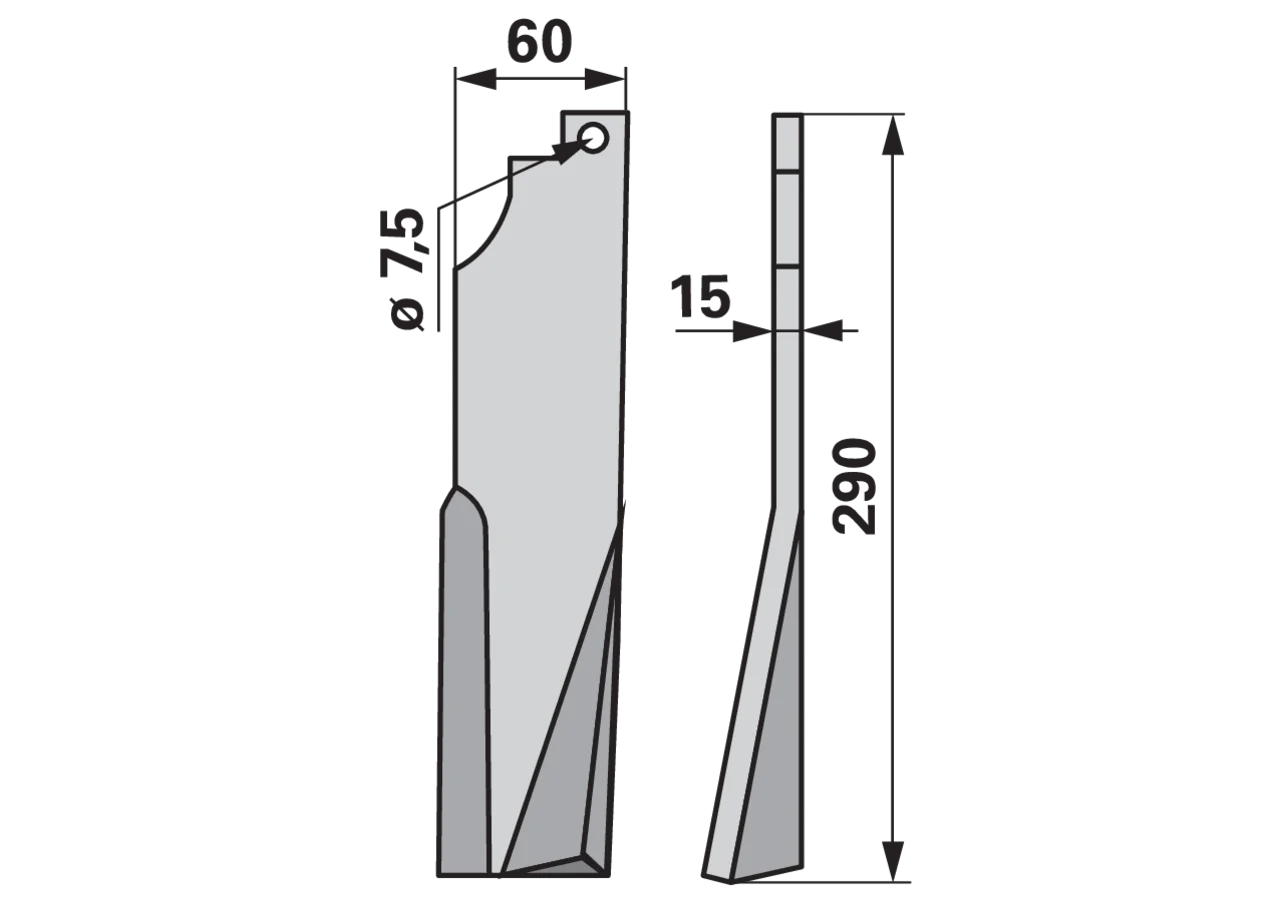 Fräsmesser rechts, 60 x 15 mm, Länge 290 mm GartenShop24