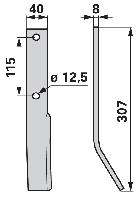 Fräsmesser links 40x8 passend zu Bärtschi – Arbeitsbreite 55 mm, L = 307 mm GartenShop24 - Hochwertige Gartengeräte