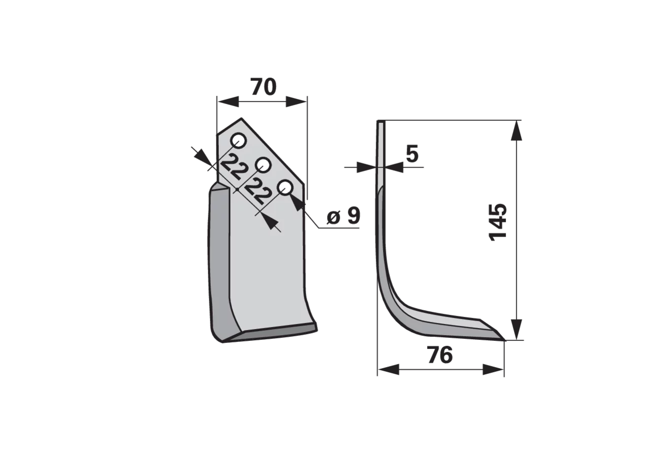 Bogenmesser rechts – passend für Holder 13832440110 GartenShop24