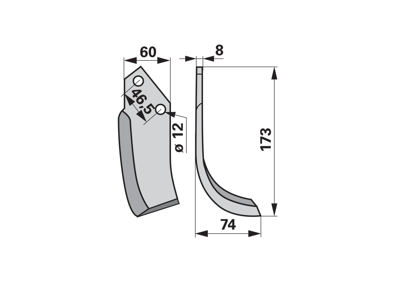 Bogenmesser rechts – passend für B.C.S. 48460 GartenShop24