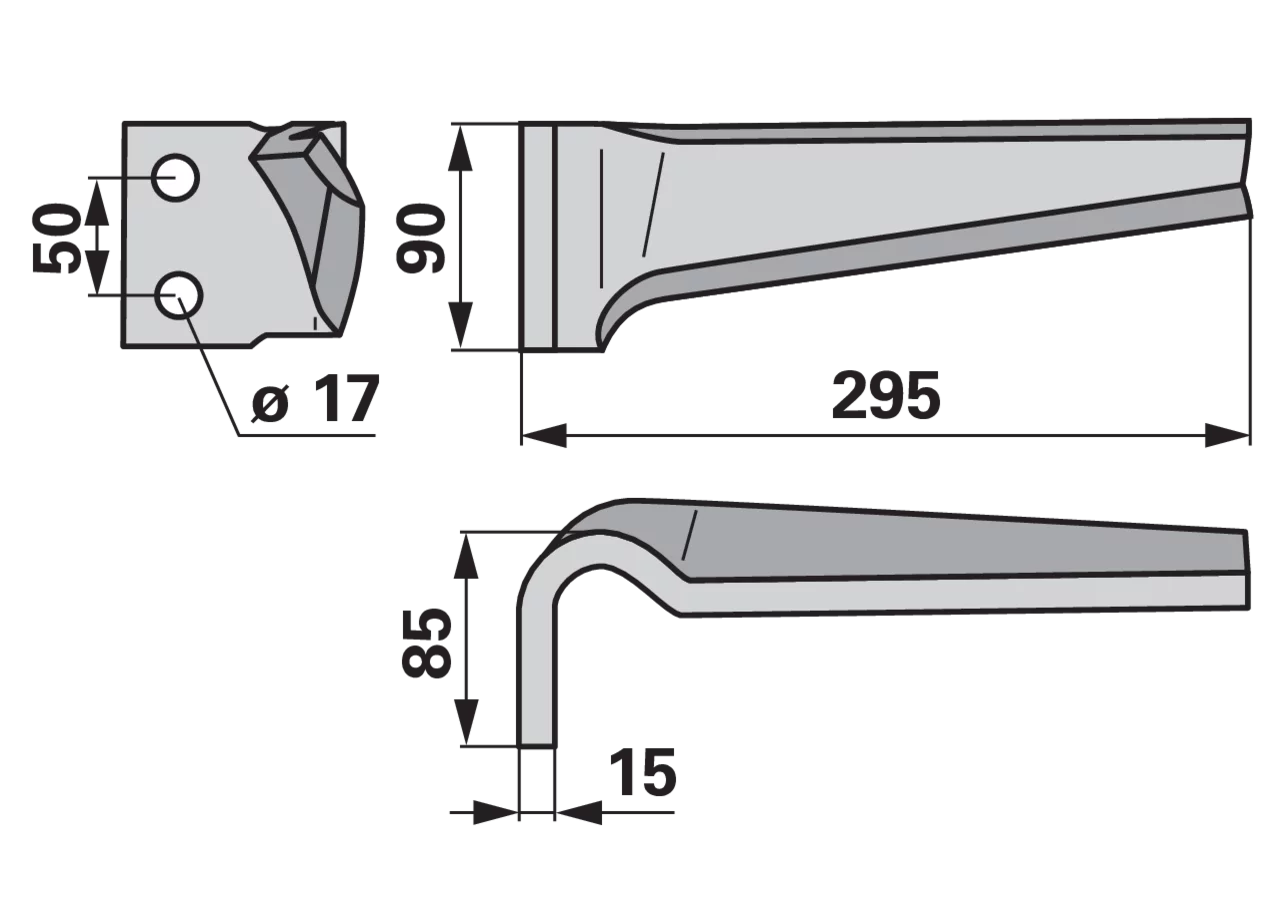 Kreiseleggenzinke links Sicma 90x15x295 mm – Seitenansicht