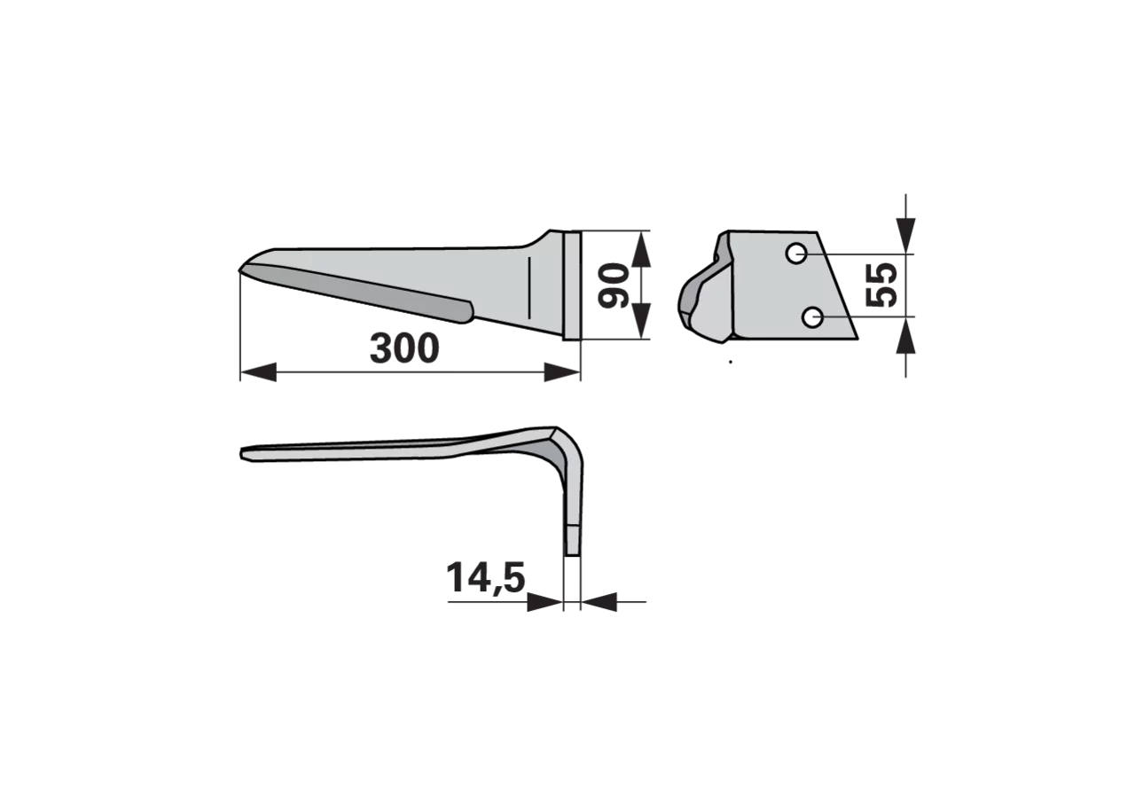Ersatzzinken für Kreiselegge rechts, Breite 90 mm, Stärke 14,5 mm