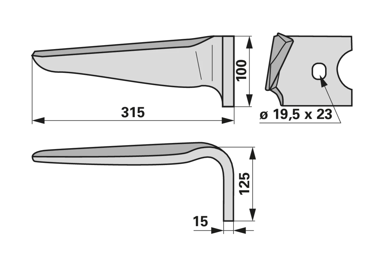 Kreiseleggenzinke rechts Alpego D05651 – 315 mm lang, 100 mm breit, 15 mm stark
