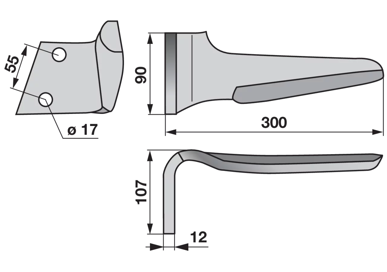 Kreiseleggenzinke links Frandent SU980172 300 mm aus robustem Stahl, Stärke 12 mm