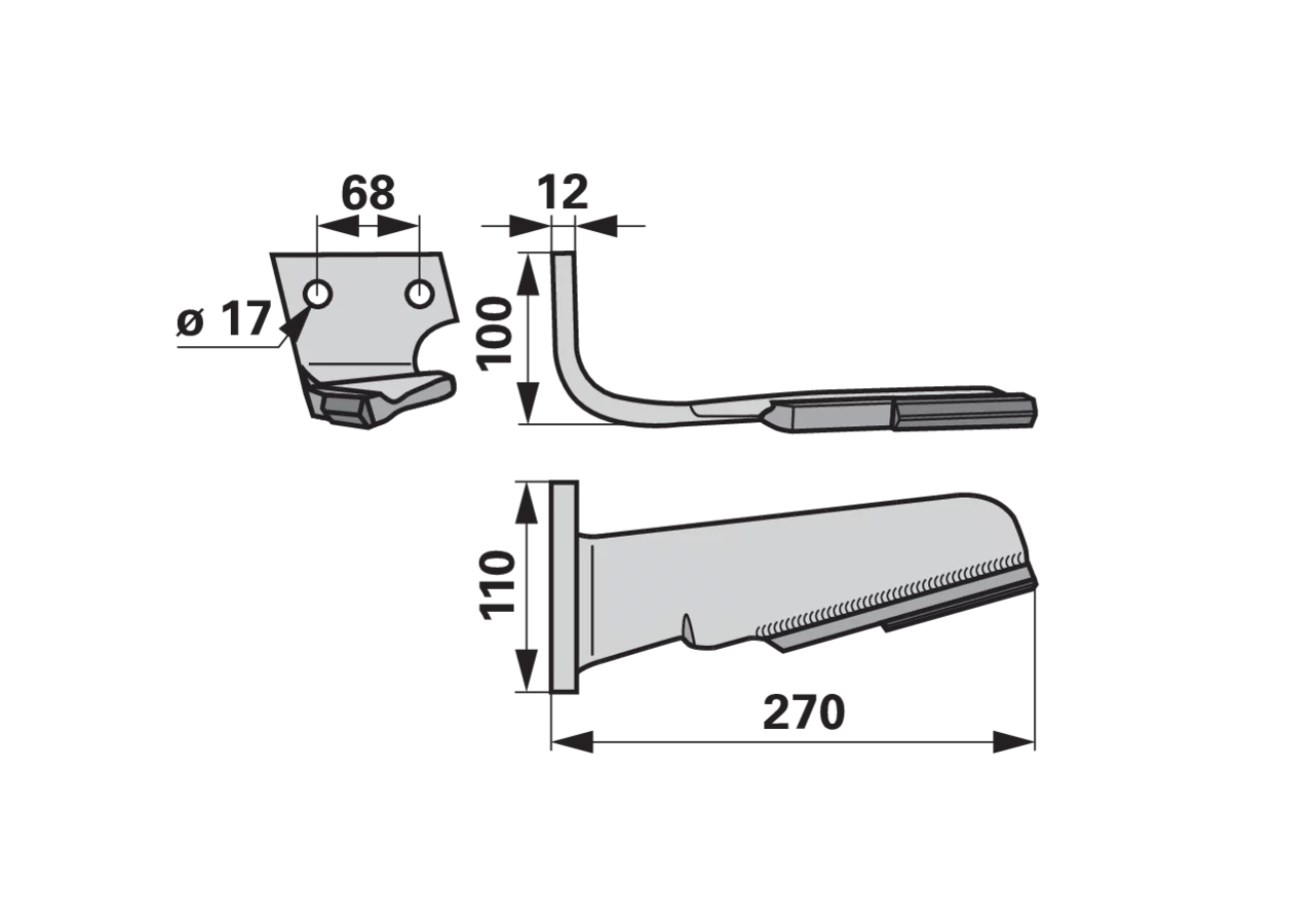 Kreiseleggenzinke Hartmetall links – passend für Kuhn 525495 AgriCarb