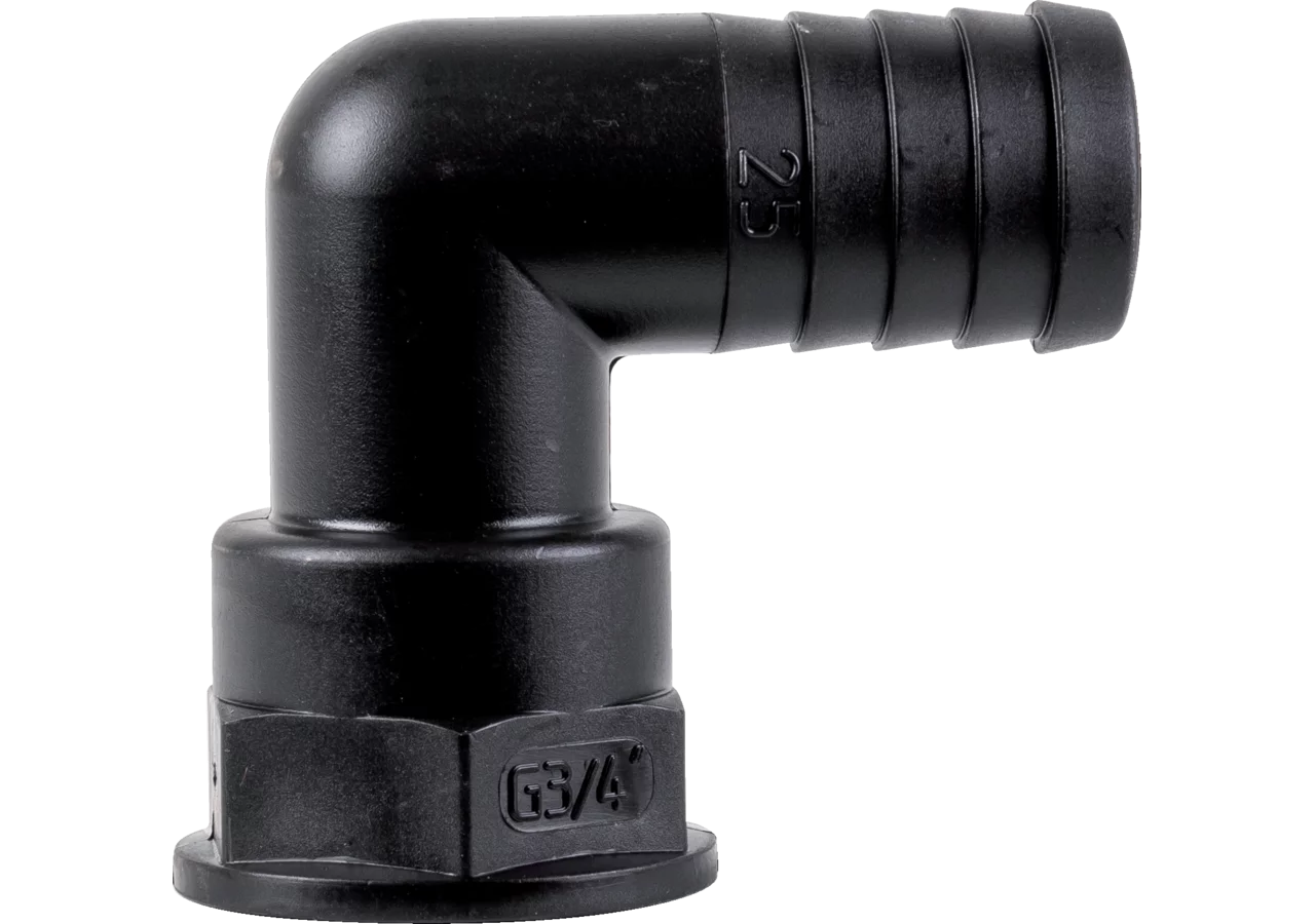 Schlauchanschluss gebogen, Innengewinde 3/4 Zoll, Tülle 25 mm GartenShop24