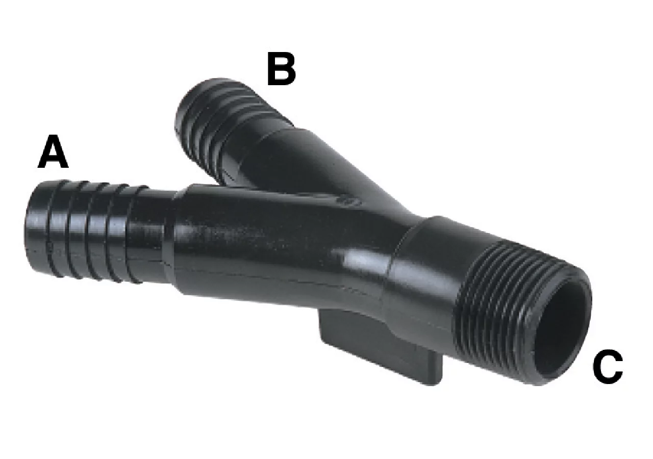Y-Stück 1 Zoll Außengewinde, 2 x Schlauchtülle 25 mm GartenShop24