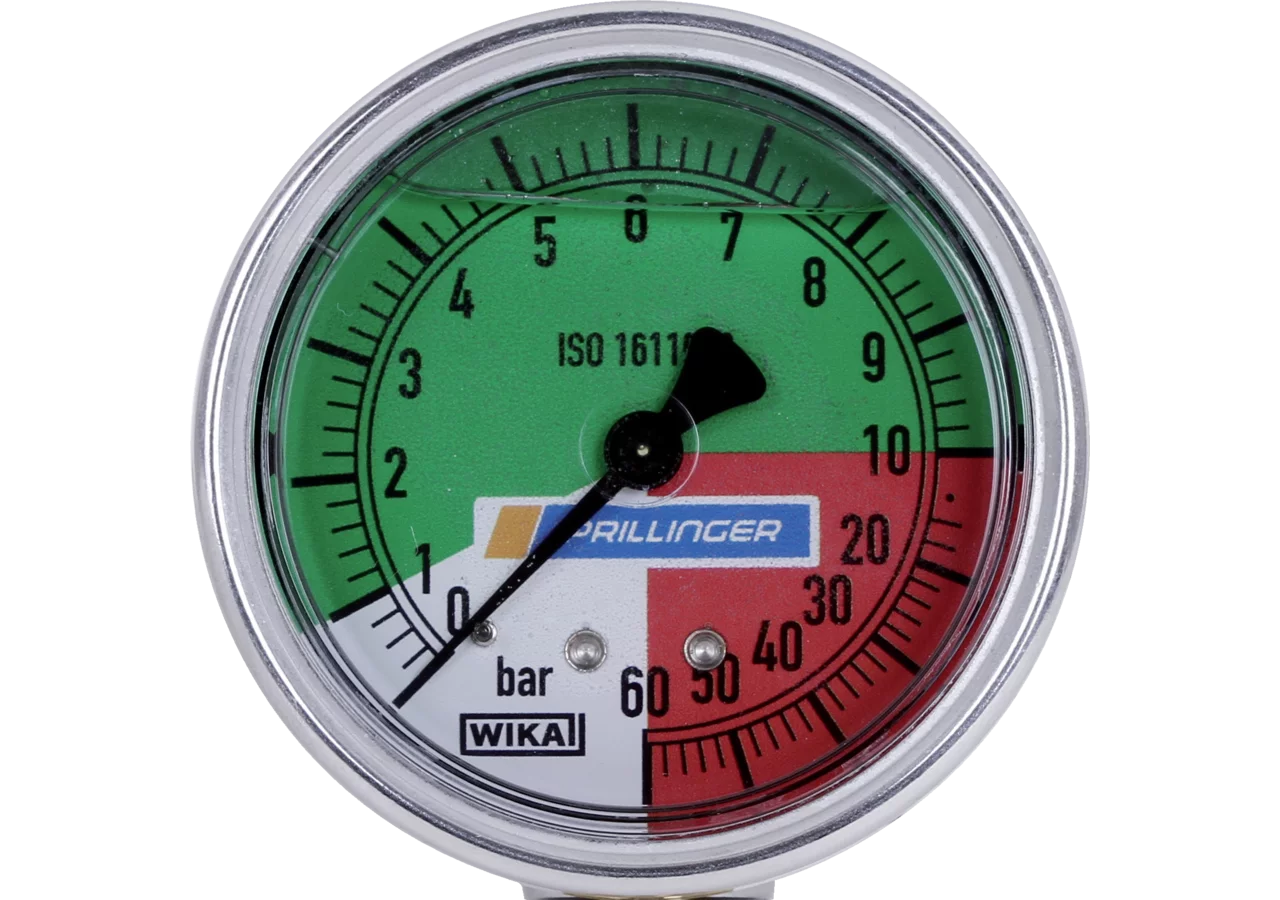 Glyzerinmanometer 63 mm, 0-10/60 bar, Anschluss hinten, 1/4 Zoll WIKA Wika
