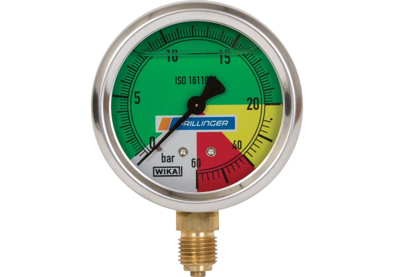 Glyzerinmanometer 63 mm, 0-20/60 bar, Anschluss unten, 1/4 Zoll WIKA Wika