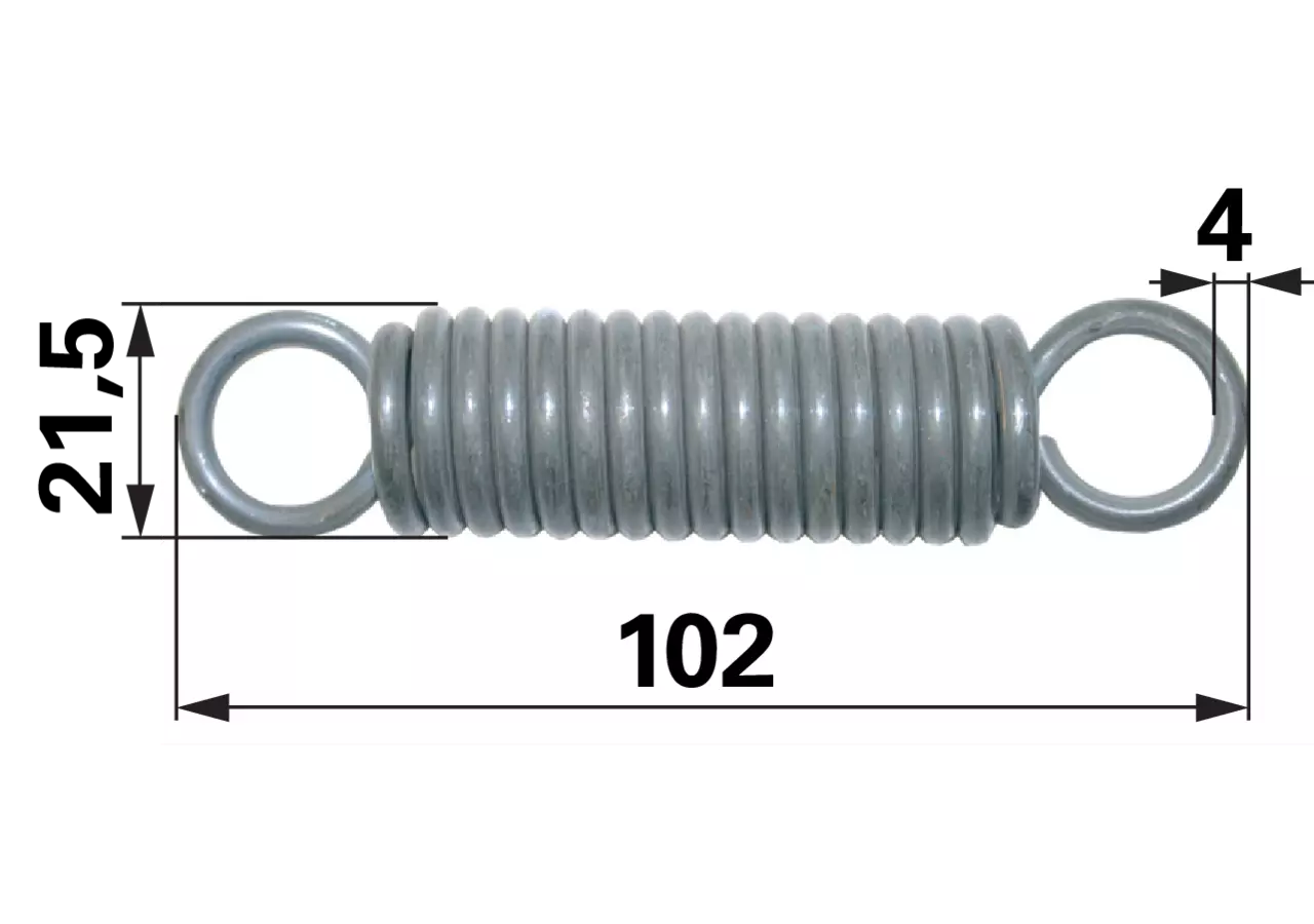 Zugfeder für Stützrad, 102 mm Simol