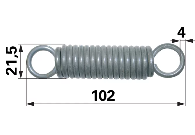 Zugfeder für Stützrad, 102 mm Simol