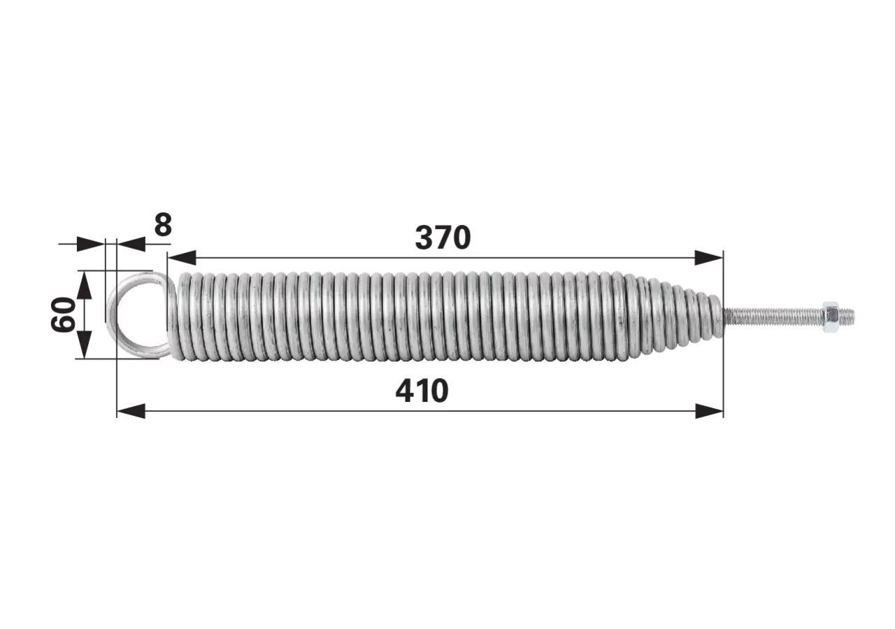 Bordwandfeder Dm 60 mm, Länge 410 mm, Gewinde M12 GartenShop24