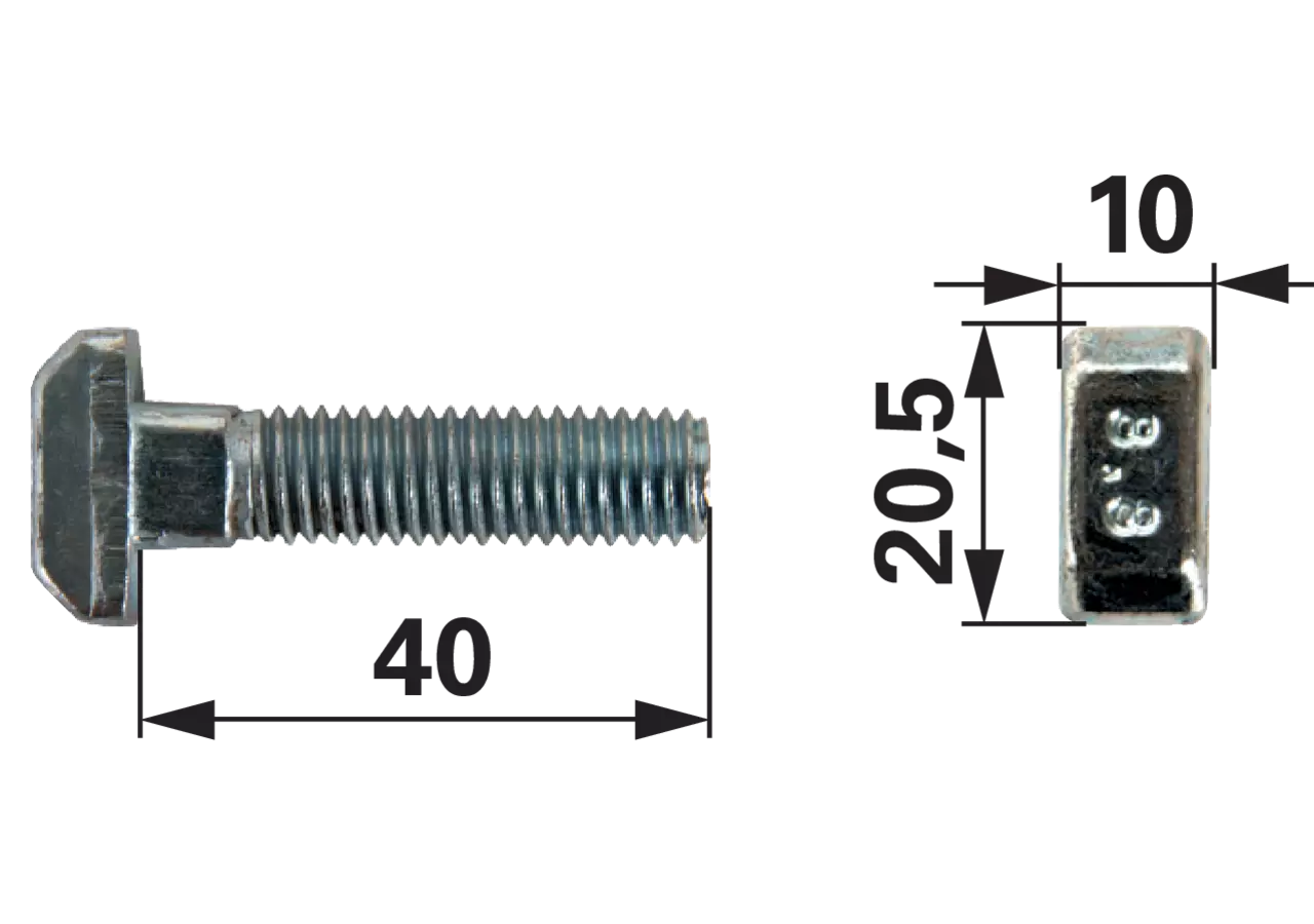 Kettenschraube M10 x 40 mm, verzinkt Kettenteilung 9x31 GartenShop24