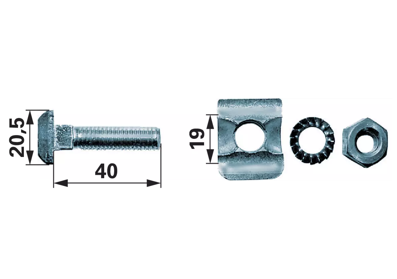 Kettenschraubengarnitur M10 x 40 mm, mit Klemmstück und Mutter, 10 Stück Passend zu Kette 8 x 31, 9 x 3 GartenShop24