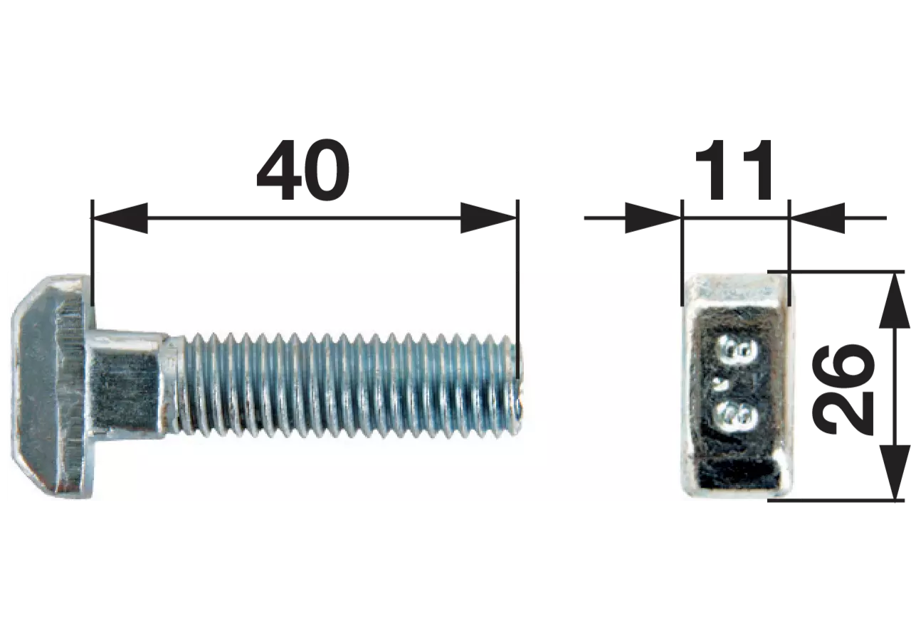 Kettenschraube M10 x 40 mm, verzinkt Kettenteilung 10x31 GartenShop24