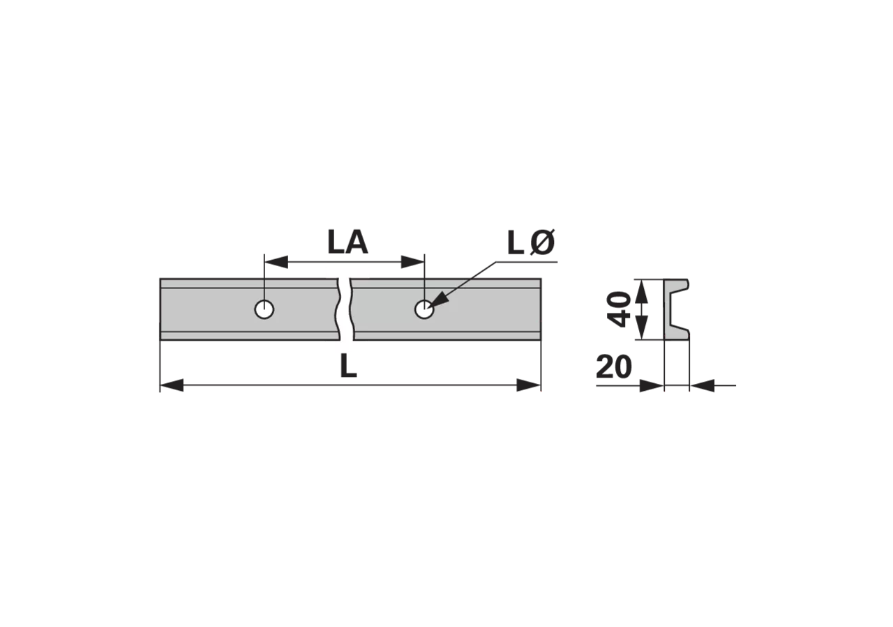 Kratzbodenleiste U-Profil, 40 x 20 mm, gelocht, L 1.600 mm passend zu Mengele GartenShop24