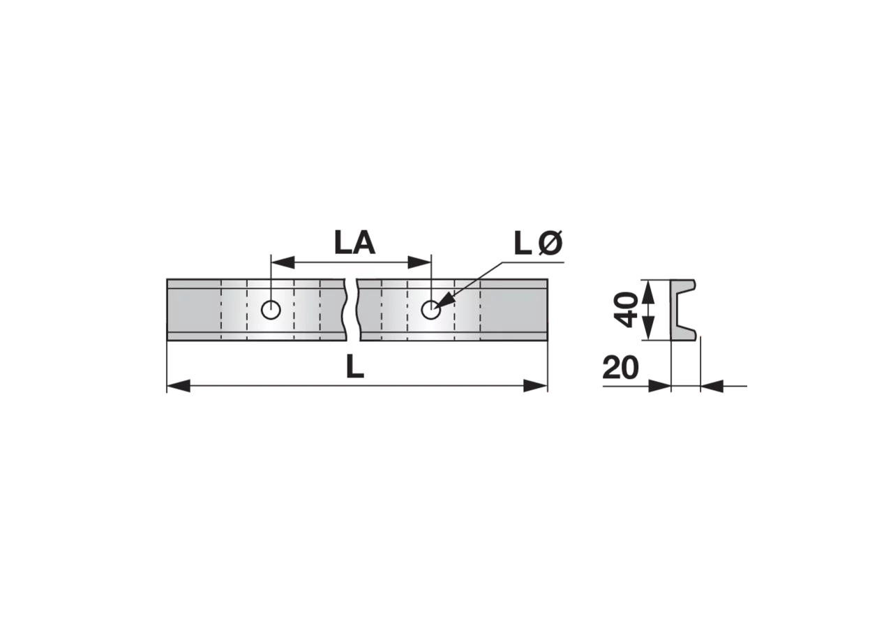 Kratzbodenleiste U-Profil, 40 x 20 mm, gelocht, L 1.370 mm GartenShop24