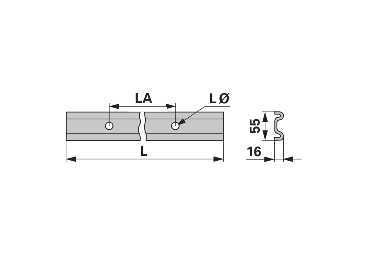 Kratzbodenleiste M-Profil, 55 x 16 mm, gelocht, L 1.640 mm GartenShop24