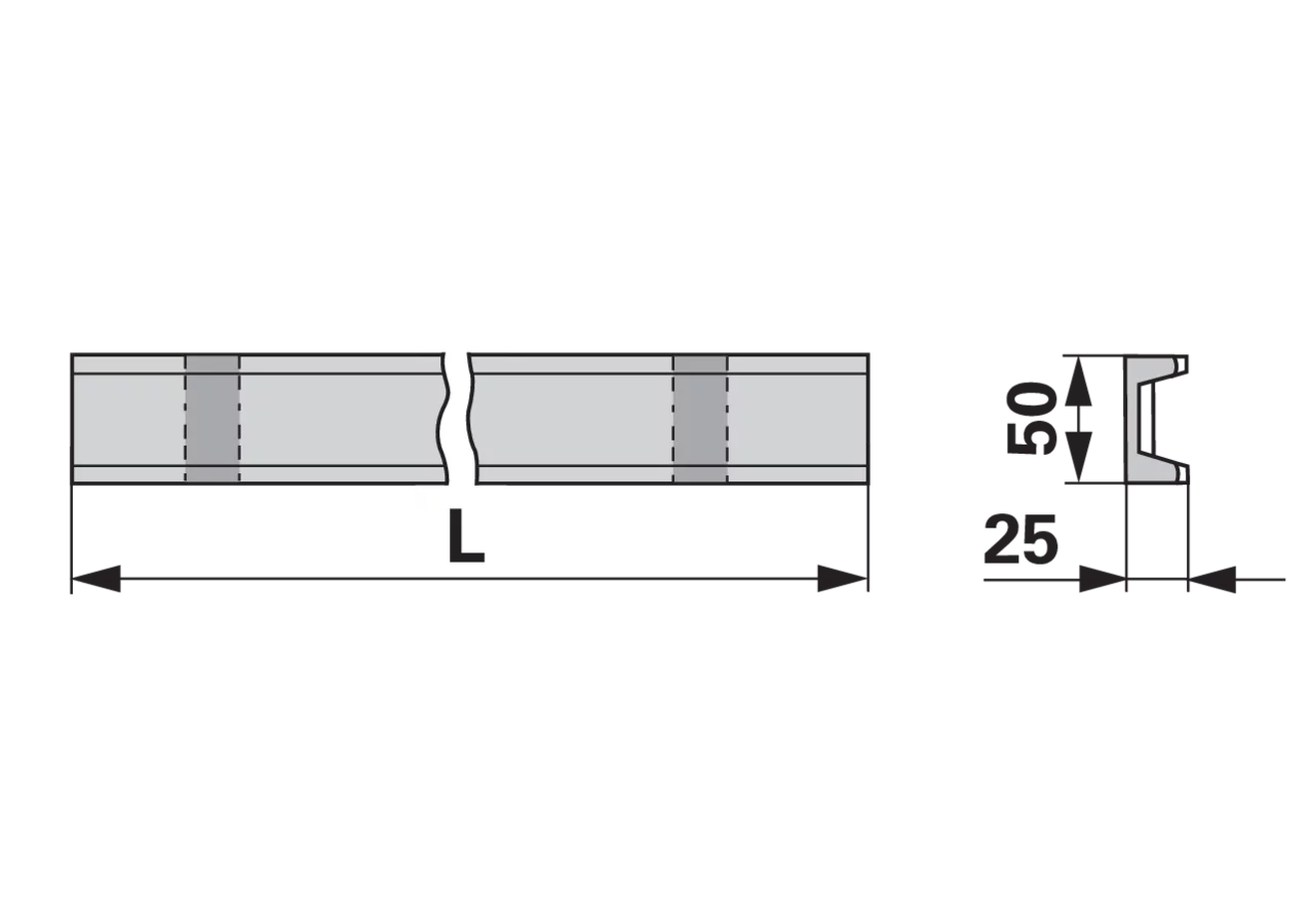 Kratzbodenleiste U-Profil, 50 x 25 mm, ungelocht, L 1.670 mm GartenShop24
