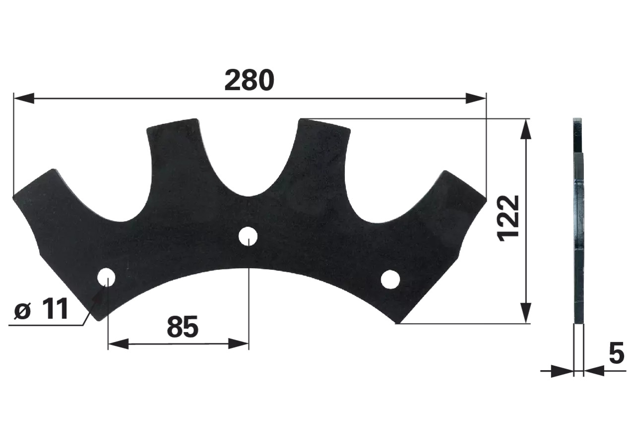 Sägeblatt L 280 x B 122 x S 5 mm, roh-Schwarz – passend für Kirchner T06080050 GartenShop24