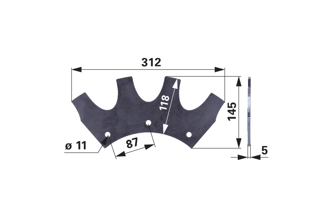 Sägeblatt L 312 x B 145 x S 5 mm, roh-Schwarz – passend für Kirchner T060800600 GartenShop24